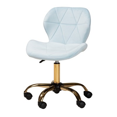 Savara Aqua Velvet and Gold Metal Adjustable Task Chair