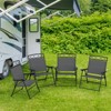 Tangkula 4 Pack Patio Folding Chairs w/ Backrests & Armrests Metal Frame Outdoor - 2 of 4