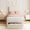 Twin Bed Frame with Drawer, White Velvet Upholstered Platform Bed with Wave Headboard for Kids/Girls, Wooden Slats Support, No Box Spring Needed - 3 of 4