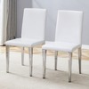 FURNIinspire Dining Chairs Set of 2 PU dining chairs for Dining room, Silver Metal Legs versatile and comfortable dining chairs, White, 16"*19"*35" - 2 of 4