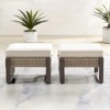 COWLOWN Beige 2PCS Patio Ottoman Set, Outdoor PE Rattan Footstools with Cushions & Steel Legs, All-Weather Wicker Ottomans for Garden, Porch, Backyard - 3 of 4