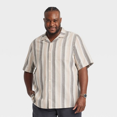 Men's Short-Sleeve Striped Button-Through Shirt, Men's Tops