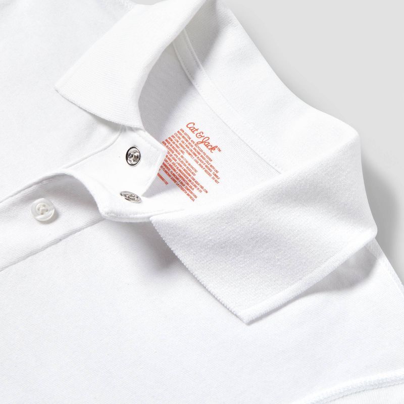 Boys' Adaptive Long Sleeve Polo Shirt - Cat & Jack™ White, 3 of 4