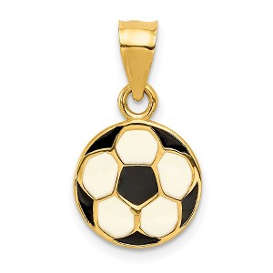 Black Bow Jewelry 14k Yellow Gold & Enamel, Black & White Flat Soccer Ball Pendant, 12mm - 1 of 4