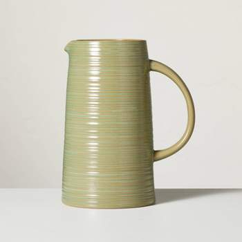 71oz Ribbed Stoneware Beverage Pitcher Green - Hearth & Hand™ with Magnolia