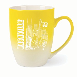 Elanze Designs Nashville TN Two Toned Ombre Matte 10 ounce New Bone China Coffee Tea Cup Mug, Yellow and White - 1 of 4