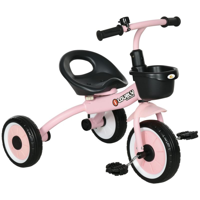 Qaba Tricycle for Toddlers Age 2-5 with Adjustable Seat, Toddler Bike for Children with Basket, Bell, 1 of 7