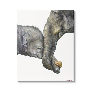 Stupell Industries Cute Baby Elephant Family Animal Watercolor Painting Canvas Art - 1 of 4