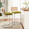 Bekrvio Bar Stools Set of 2/3/4, 26”/30" Barstool with Rattan Back, Velvet-Upholstered & Chrome Frame,Mid Century Modern Kitchen Stool for Island - 3 of 4