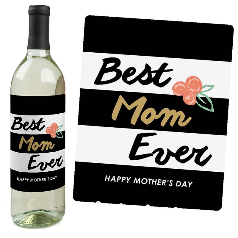 Big Dot of Happiness Best Mom Ever - Mother's Day Gift For Women - Wine Bottle Label Stickers - Set of 4, 3 of 9