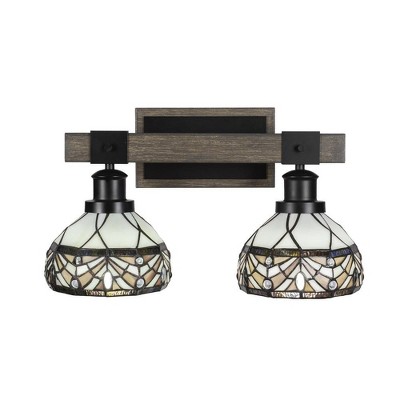 Toltec Lighting Tacoma 2 - Light Vanity in  Black/Painted Wood with 7" Royal Merlot Art Glass Shade
