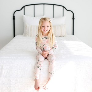 Girls Vintage Pink Rose Classic Pajama Set - Posh Peanut - 1 of 4