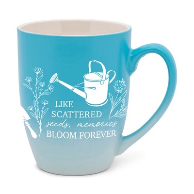 Elanze Designs Like Scattered Seeds Memories Bloom Forever Two Toned Ombre Matte Teal and White 12 ounce Ceramic Stoneware Coffee Cup Mug