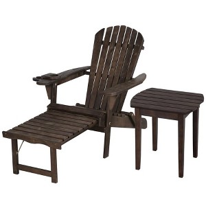 Jiallo Oceanic Collection Adirondack Chaise Lounge Chair Foldable, cup and glass holder, built in ottoman, Set of 1 Lounge chair and 1 end table - 1 of 4