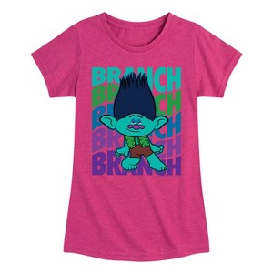 Girls' - Trolls - Branch Stacked Fitted Short Sleeve Graphic T-Shirt - 1 of 4