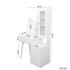 Vanity Table With Mirror And Lights,Vanity Table With Drawers And Open Shelves,Dressing Table Cabinet With Glass Door-Cuddlewood - 4 of 4