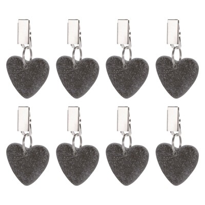 Unique Bargains Marble Heart Shape Tablecloth Weights with Metal Clip 8 Pcs