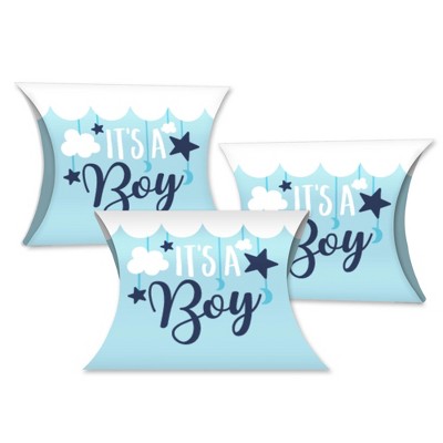 Big Dot of Happiness It’s a Boy - Favor Gift Boxes - Blue Baby Shower/Blue Birth Announcement Petite Pillow Boxes - Set of 20