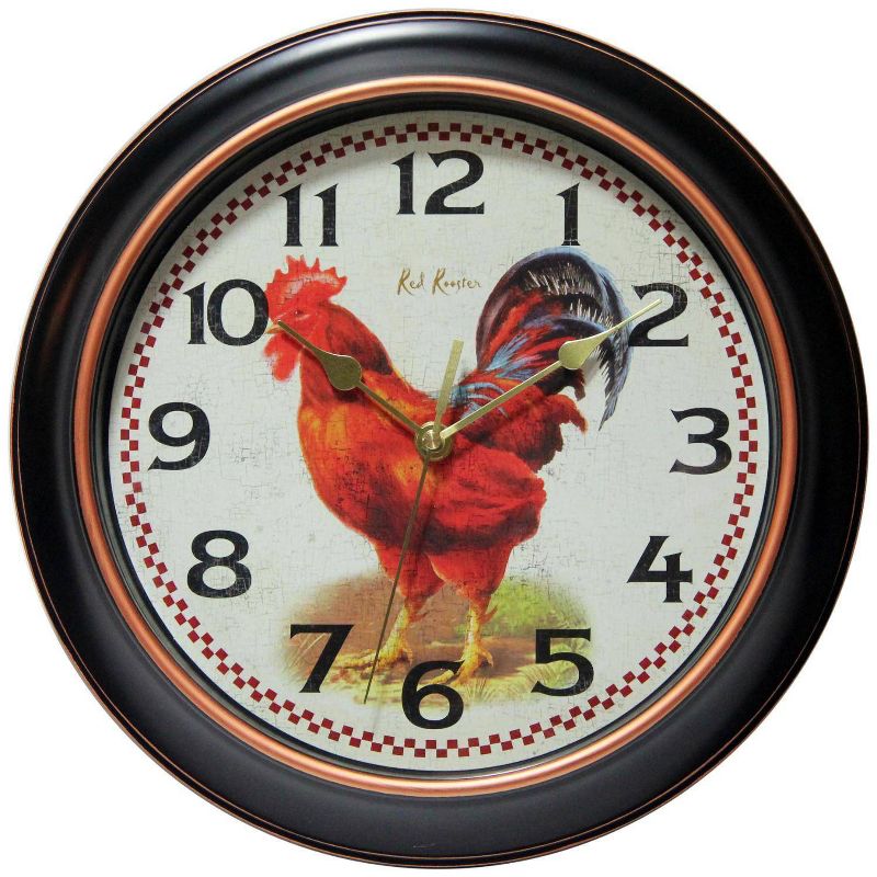 12&#34; Rooster Wall Clock Black - Infinity Instruments, 1 of 7