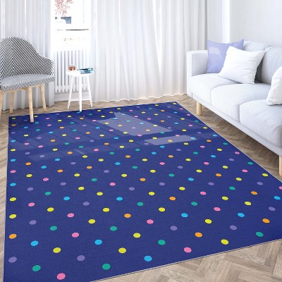 Crayola Polka Dot Blue Synthetic 5' x 7' Area Rug
