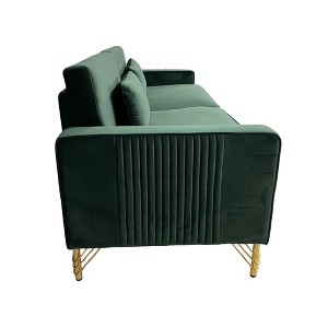 Luxury Modern 3-Seat Sofa with Gold Accents, Turn-Out Armrests & Removable Spring Cushions, 15cm Raised Legs - 1 of 4