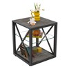 CAVINAS Industrial Style Spliced Design Coffee Table with Tempered Glass Top,Rustic Tea table Center Table for Living Room,Bedroom - 3 of 4