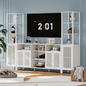 Entertainment Center with Bookshelves, Farmhouse TV Stand for 70 Inch TVs - 1 of 4