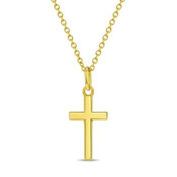 Girls' Flat Cross Sterling Silver Gold Plated Necklace - In Season Jewelry