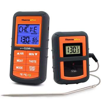 ThermoPro TP17HW 4 Probe Digital Meat Thermometer with Timer and High/Low Alarms Grill Smoker Thermometer w/ Large Color Coded LCD Display in Black