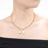 14K Gold Plated Double Dog Tag Pendant Necklace with Cubic Zirconia, Adjustable Cable Chain Design for a Modern and Stylish Look with Sparkling Accent - 2 of 2