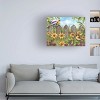 Trademark Fine Art - Melinda Hipsher Yellow Finches On Fence With Flowers Canvas Art - 2 of 4