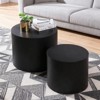 KTMBDW Nesting Coffee Table Set of 2, Modern Round Coffee Table with Non-Slip Feet, Wood Side Table for Living Room, Bedroom, Office, Balcony, Black - 2 of 4