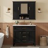 Racxily 36" Medicine Cabinet, Wall Mounted Bathroom Storage with Mirror & 3 Doors, Black/White - 4 of 4