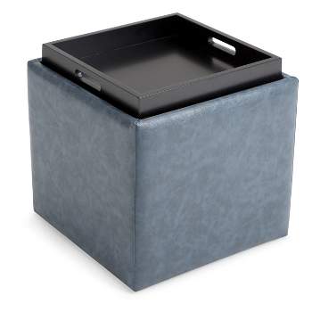 17" Townsend Cube Storage Ottoman with Tray - WyndenHall