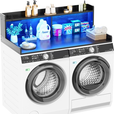 Aheaplus Countertop over Washer and Dryer with Top Storage Shelves and Charging Station for Laundry Room