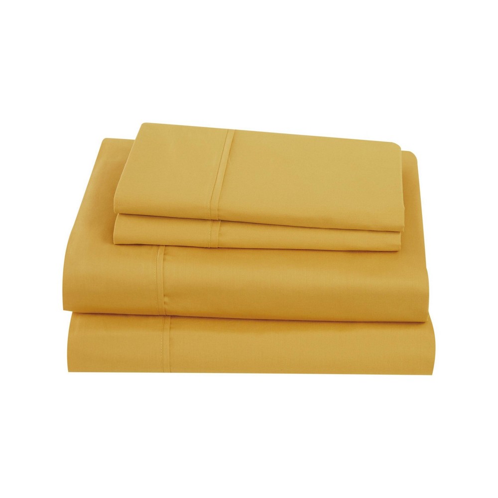 Photos - Bed Linen King Classic Cotton Solid Sheet Set Mustard - Brooklyn Loom