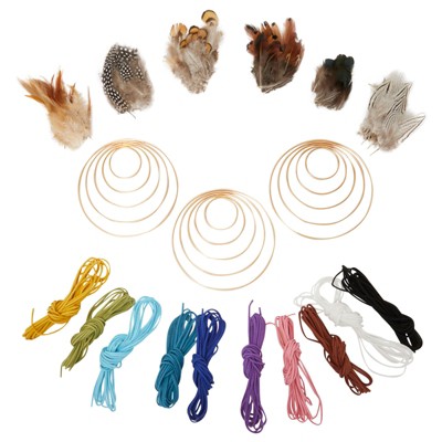 Bright Creations 145 Piece Dream Catcher Kit for Kids, Macrame Rings, Feathers & Suede Cord