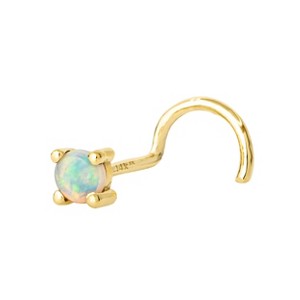 Jewelry Avalanche Natural Australian Opal Nose Stud 22G 14K Gold Nose Screw Nose Ring Stud - 1 of 4