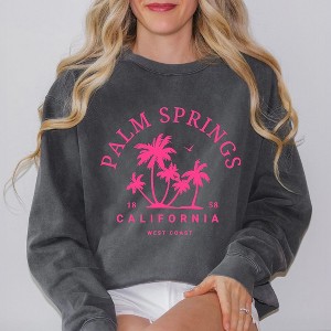 Simply Sage Market Women's  Garment Dyed Graphic Sweatshirt Palm Springs Palm Trees - 1 of 4