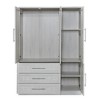 TIRAMISUBEST 4-Door Wardrobe Closet with 3 Drawers & Locking Wheels - Mobile Storage Cabinet, Adjustable Shelves for Bedroom/Office - 4 of 4