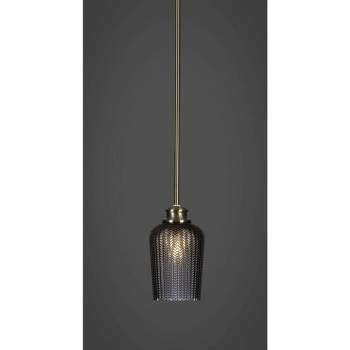 Toltec Lighting Cordova 1 - Light Pendant in  New Aged Brass with 5" Smoke Textured Shade