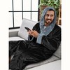 PAVILIA Mens Robe, Hooded Soft Bathrobe for Men, Fleece Plush Warm Shawl Collar Hood Pockets for Bath Shower Spa - 4 of 4