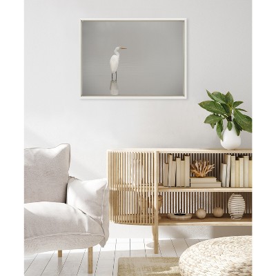 18" x 24" White Egret Print on Canvas with Polystyrene Frame