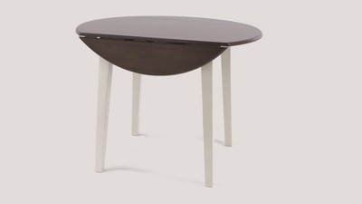 Cottage Charm Cream and Brown Round Extendable Dining Table