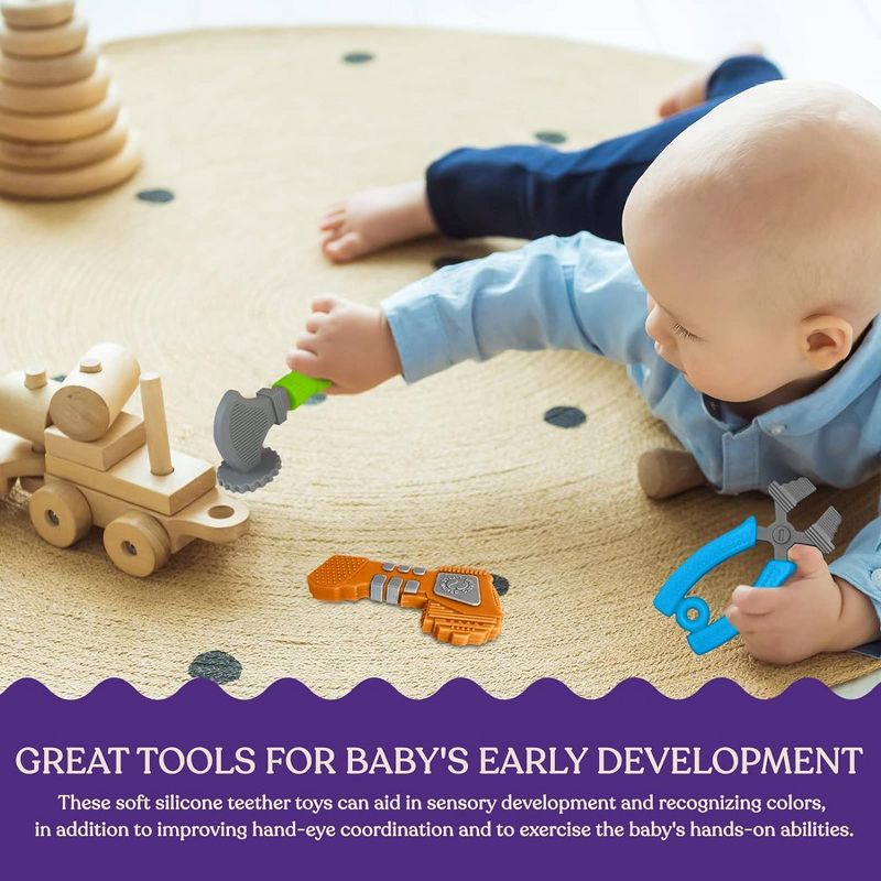 Sperric Teething Toys for Babies 0-6 Months - Kids Tools Set with Hammer, Pliers, Drill, 3 of 7