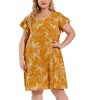Agnes Orinda Women's Plus Size V Neck Floral Tie Waist Mini Dressy A Line Dresses - 2 of 4