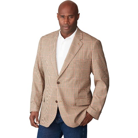 KingSize 2-Button Classic Blazer - 66, Natural Check