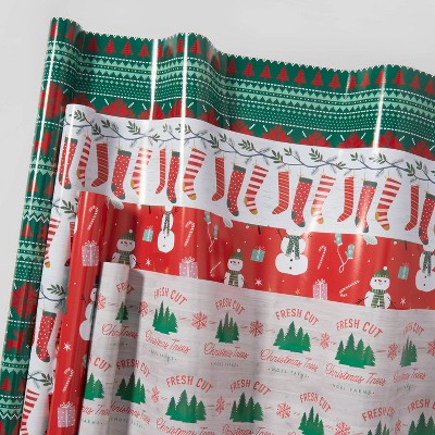 4pk 120 sq ft Fairisle/Stockings/Snowmen/Trees Gift Wrap - Wondershop™