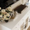 Famapy Elegant White Glass Door TV Stand with Interior Door Shelves Living Room Media Console 3-Drawer  TV Console Entertainment Storage Cabinet - 3 of 4