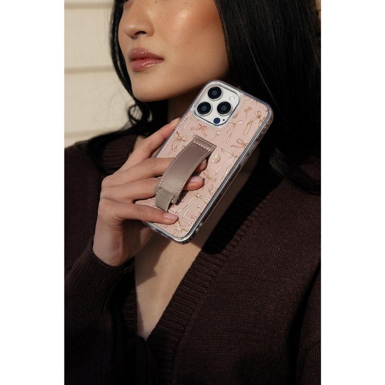 Walli Cases Blush and Bows Phone Case with Wallet and Finger Strap, 4 of 9